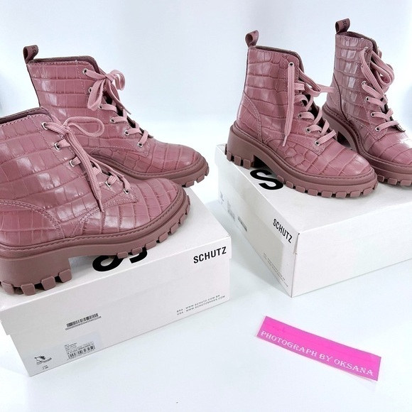 SCHUTZ Orly Combat Boot Sweet Lilac size 7.5 B NWB - Picture 9 of 12